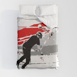 Spinning the Deck - Tail-whip Scooter Stunt Duvet Cover