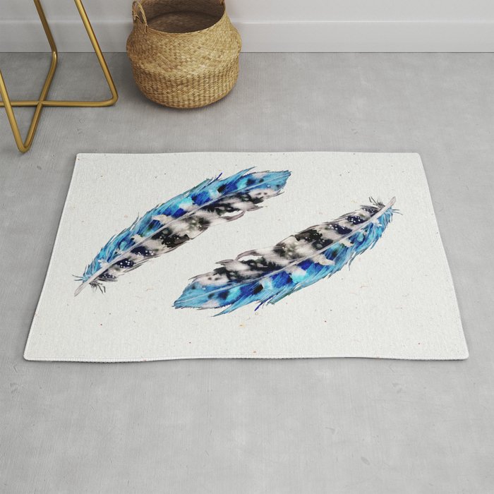 Two  blue feathers Rug