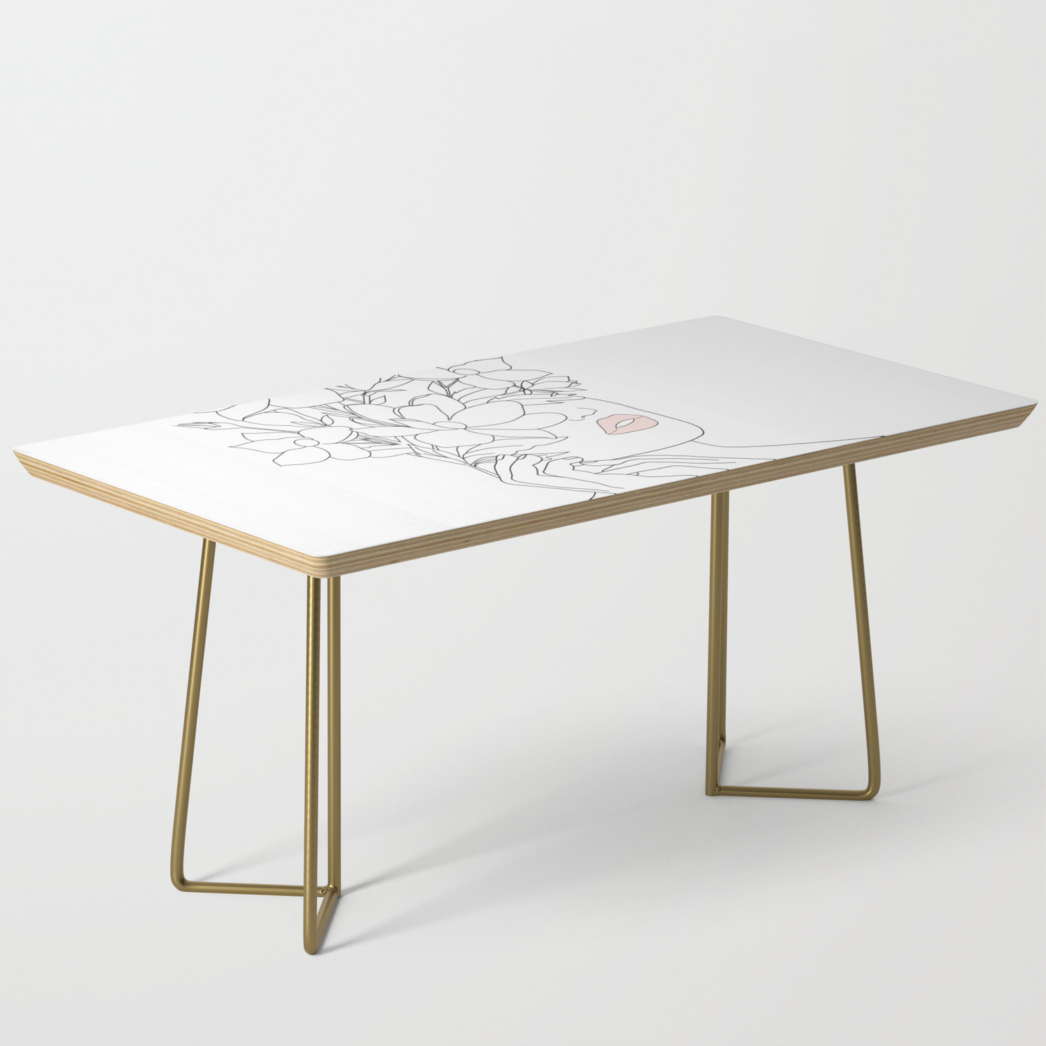 Minimal Line Art Woman With Magnolia Coffee Table By Nadja1 Society6