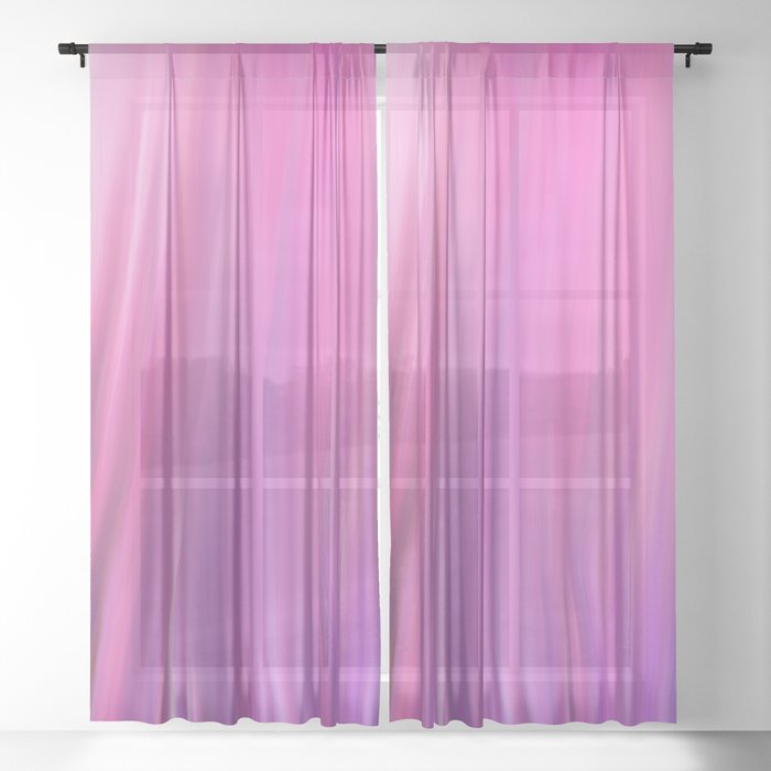 Modern pink violet lilac watercolor brushstrokes pattern Sheer Curtain