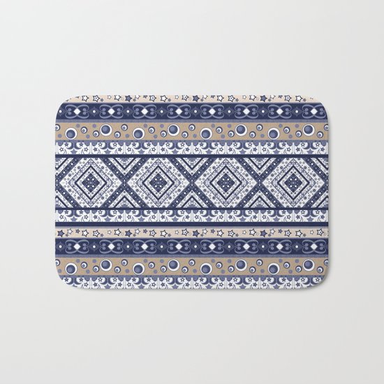 Abstract ornament. Rustic . Stripe. Bath Mat