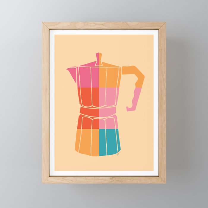 Multicolor Greca on Peach Framed Mini Art Print