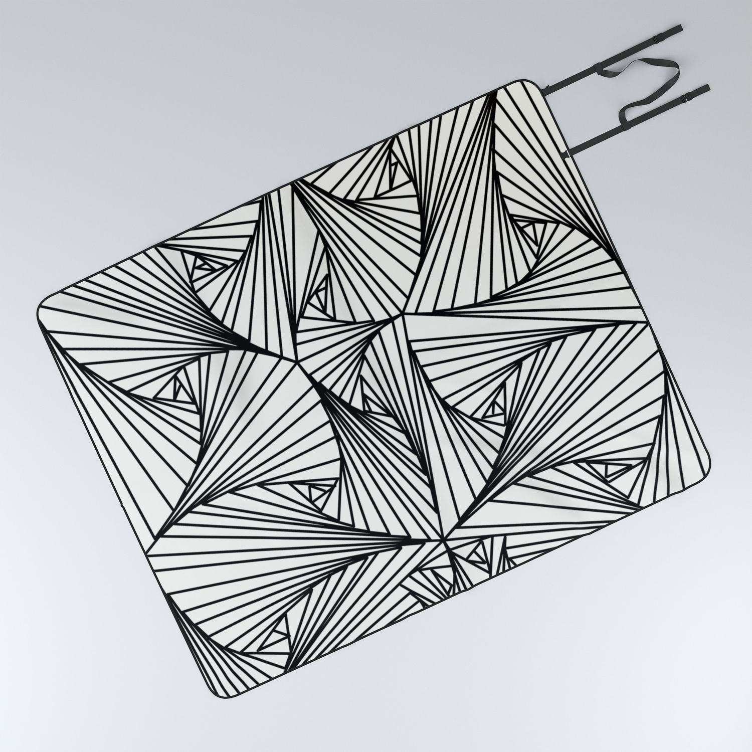 Black And White 3d Line Illusion Drawing Geometric Pattern Picnic Blanket By Printpix Society6