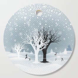 Winter Holiday Fairy Tale Fantasy Snowy Forest Collection Cutting Board