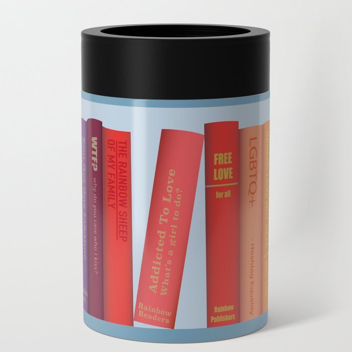 Rainbow Pride Bookshelves Can Cooler