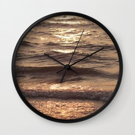 Golden waves I Sunset at the beach I North Sea I The Netherlands I Photography Wall Clock