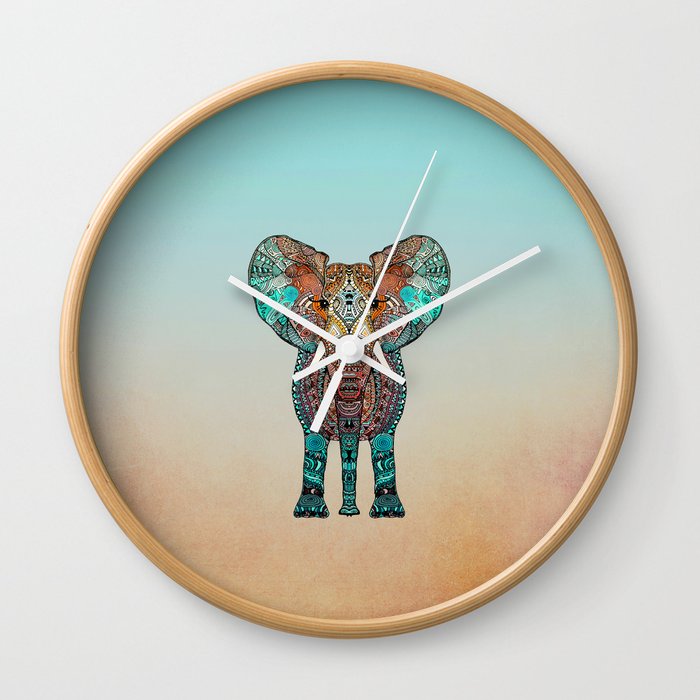 BOHO SUMMER ELEPHANT Wall Clock by Monika Strigel Society6