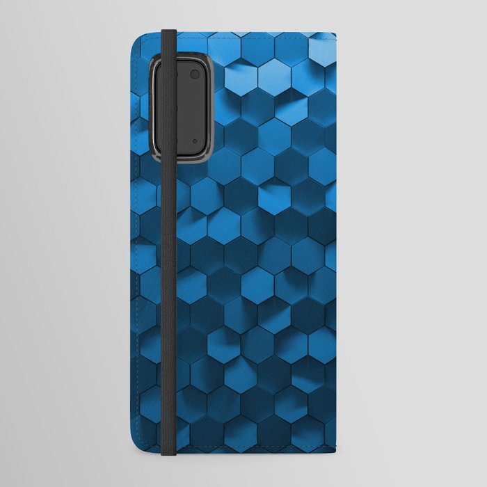 Blue hexagon abstract pattern Android Wallet Case