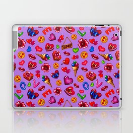 Pattern for valentines day on a purple background Laptop & iPad Skin