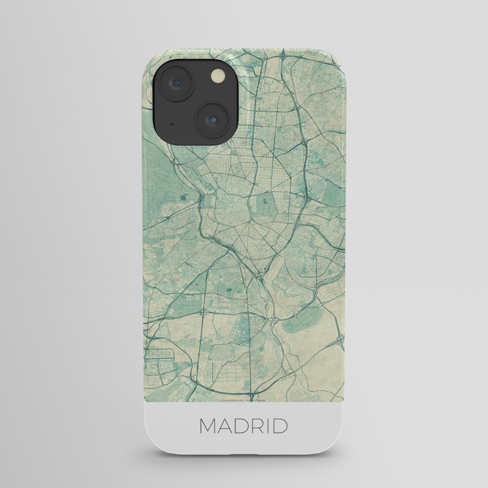 Madrid Map Blue Vintage iPhone Case