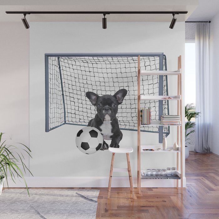 French Bulldog - Soccer Football Goal  Wall Mural