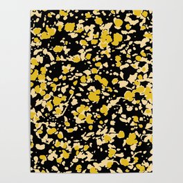 Black and yellow Abstract Ditsy Floral Poster