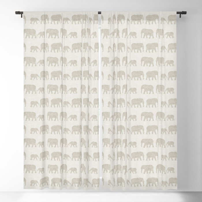 elephant march - beige Blackout Curtain