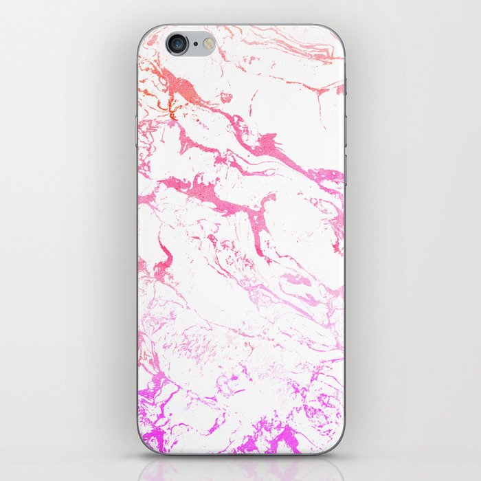 Modern pink purple watercolor white marble pattern iPhone Skin