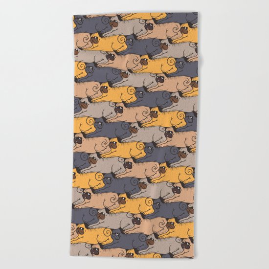 Pugs Tessellations Beach Towel