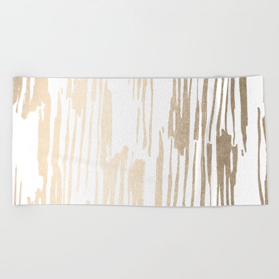 White Gold Sands Thin Bamboo Stripes Beach Towel