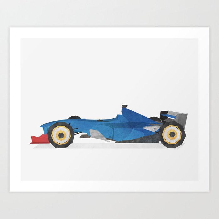 Navy Blue Racing Car Art Print