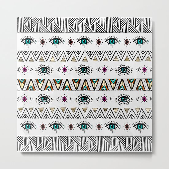 Pattern Indie boho eyes Metal Print