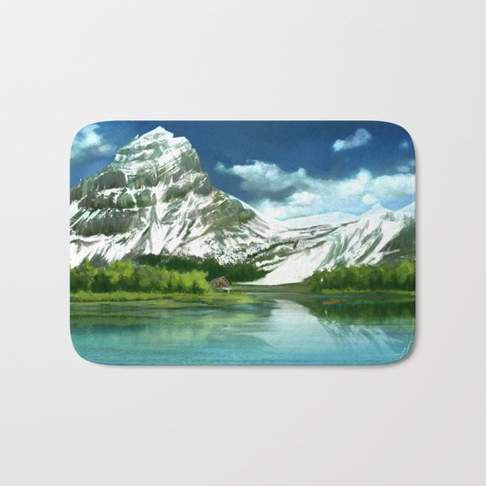 Mountain and lake landscape Bath Mat