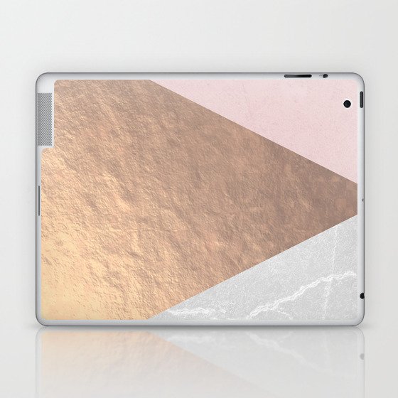 Geo tri - rose gold & concrete Laptop & iPad Skin