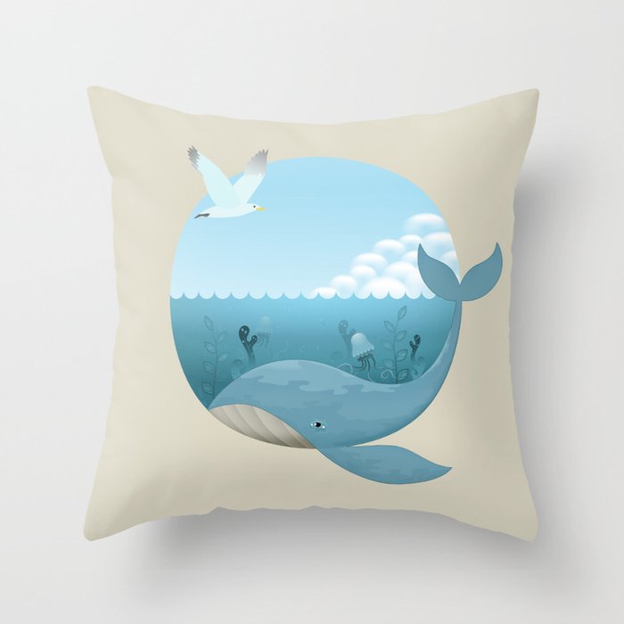 Whale & Seagull (US and THEM) Throw Pillow
