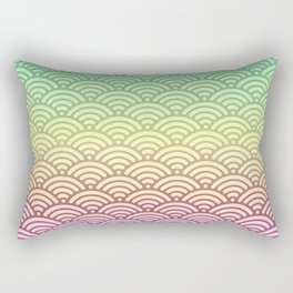 Vapor Wave Iridescent Japanese Seigaiha Wave Pastel Rainbow Ombre Cotton Candy Colors Spring Summer Rectangular Pillow