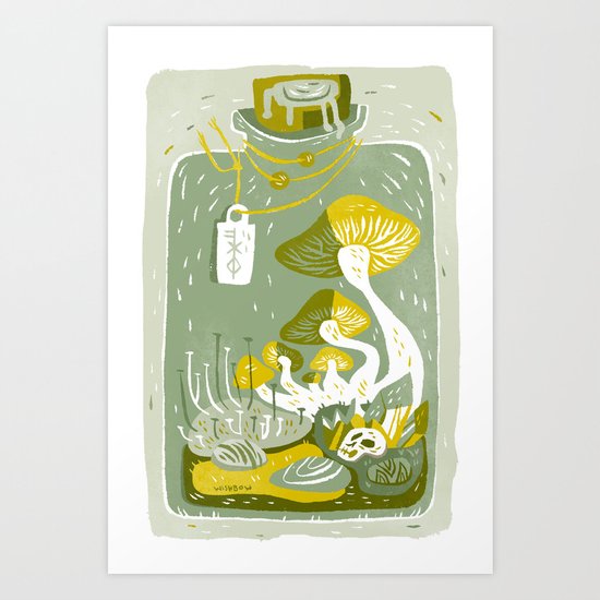 Mushroom Terrarium Art Print