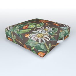 Watercolor botanical seamless pattern of culinary and healing plant star anise Outdoor Floor Cushion