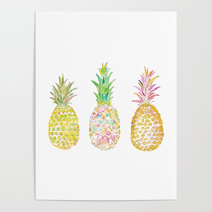 Three Tropical Pineapples Poster