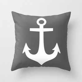 Anchor (White & Grey) Throw Pillow
