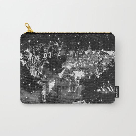 world map galaxy black and white Carry-All Pouch