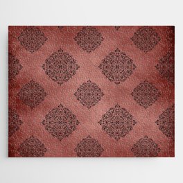 Red Gothic Damask Pattern 01 Jigsaw Puzzle