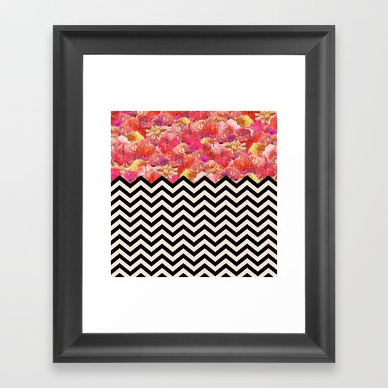 Chevron Flora Framed Art Print