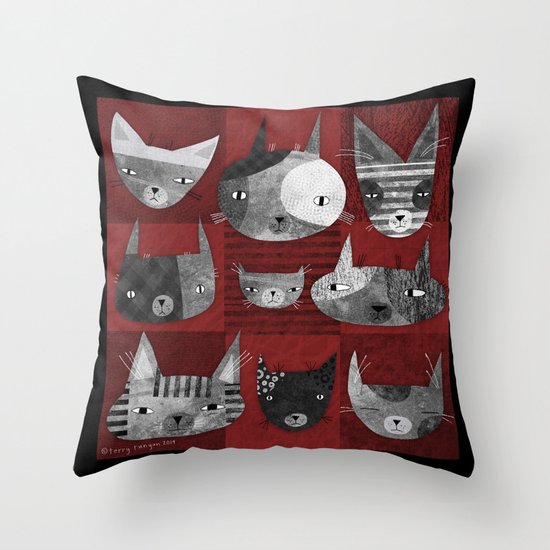 GRUNGE CATS Throw Pillow