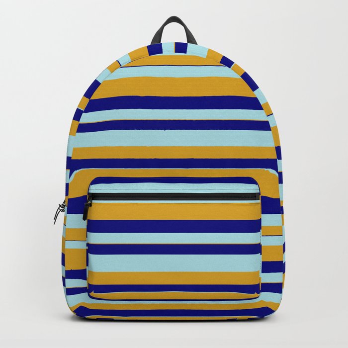 Powder Blue, Goldenrod, and Blue Colored Striped Pattern Backpack