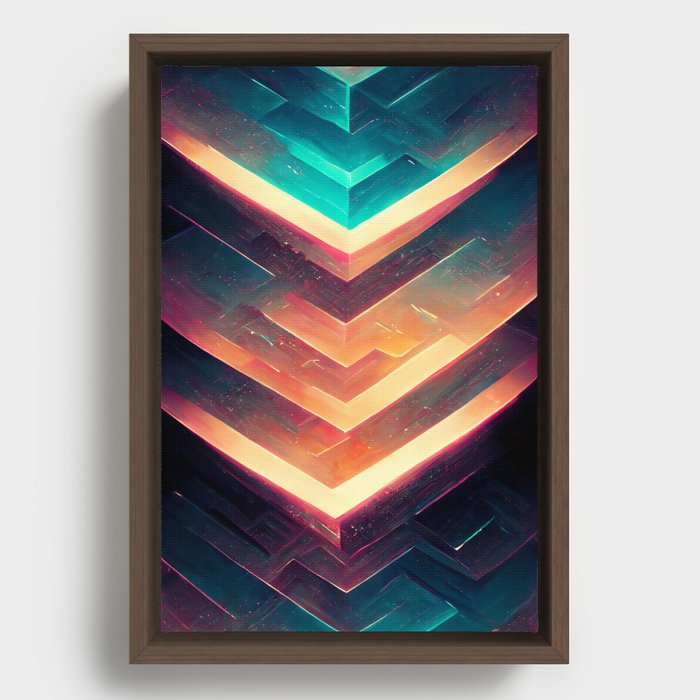 Synthwave - Neon Geometric Pattern Framed Canvas