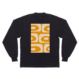 Piquet Mid-Century Modern Minimalist Abstract Mustard Orange and Beige Long Sleeve T-shirt