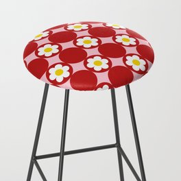 60's Bright Summer | Red Polka Dot Flower Bar Stool