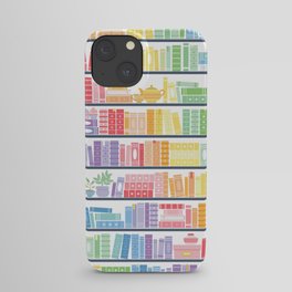 Rainbow Shelf Book Pattern - White Background iPhone Case