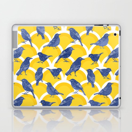2206 schindel birds yellow blue Laptop & iPad Skin
