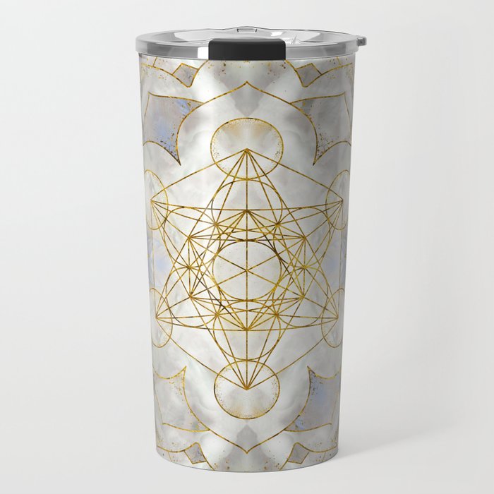 Metatron's Cube in lotus Sacred Geometry  Travel Mug