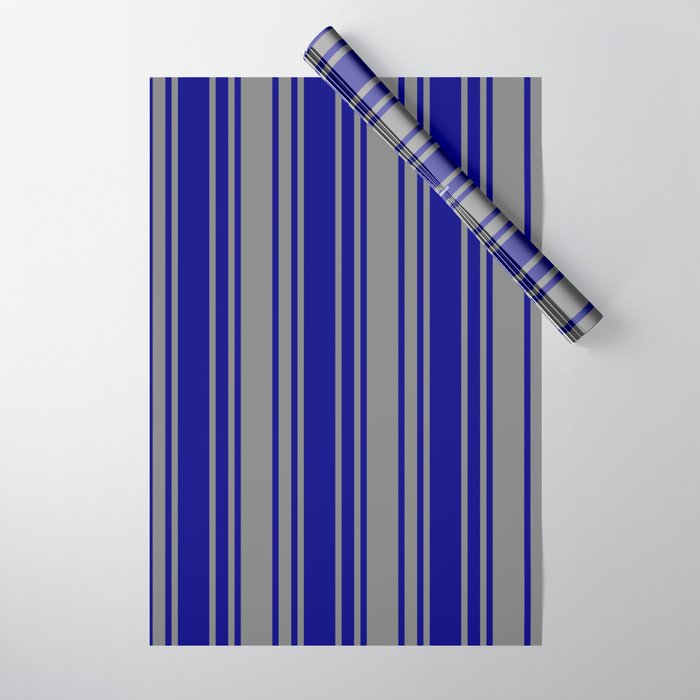 Blue & Grey Colored Stripes/Lines Pattern Wrapping Paper