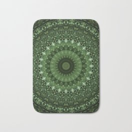 Mandala in olive green tones Bath Mat | Symbolic, Caleidoscope, Green, Modern, Graphicdesign, Abstract, Shape, Shapes, Monochromatic, Decoration 