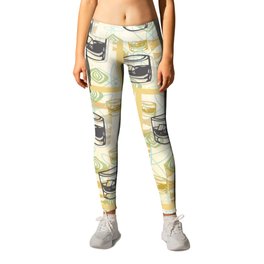 Dad Is Home Retro Midcentury Whiskey Pattern Leggings