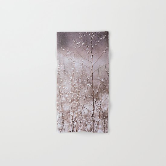 Snowy branches in the rain Hand & Bath Towel