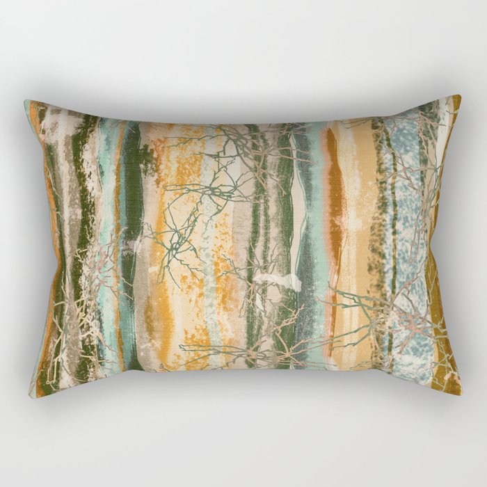 Abstract Southwestern Colours Crackle and Texture Stripes Rectangular Pillow