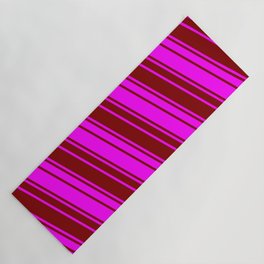 [ Thumbnail: Maroon & Fuchsia Colored Stripes/Lines Pattern Yoga Mat ]
