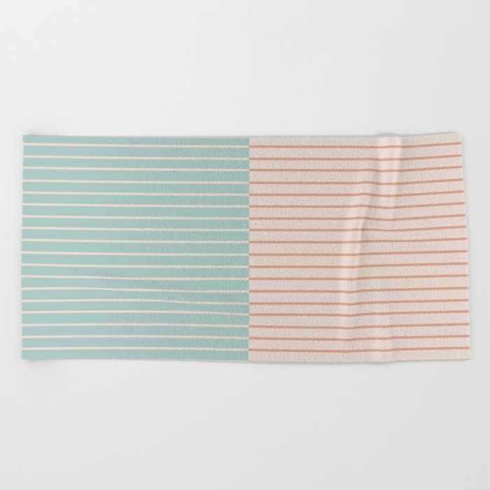 Color Block Lines XX Vintage Seafoam Beach Towel