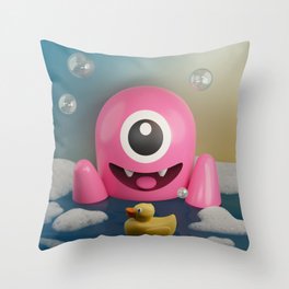 Little Monster Bubble Bath Throw Pillow
