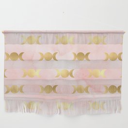 celestial moon in pink and gold Wall Hanging